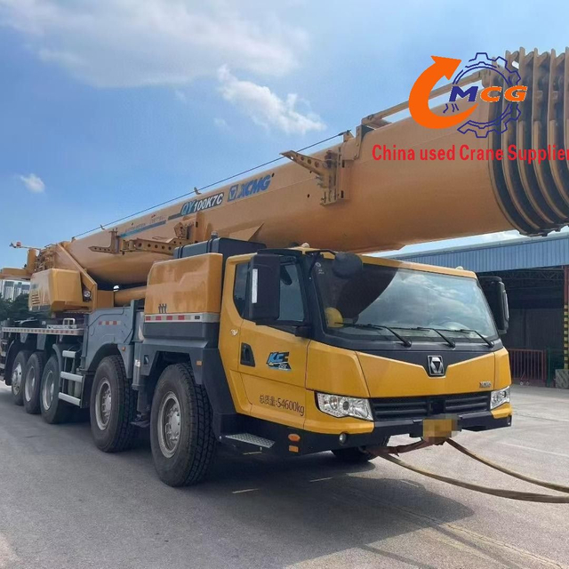 A cost-effective 2022 XCMG 100-ton 7-section boom used truck crane is for sale