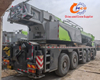 A used 2021 Zoomlion 220-ton, 8-section boom ZAT2200H8 truck crane in excellent condition, suitable for all heavy construction machinery applications.